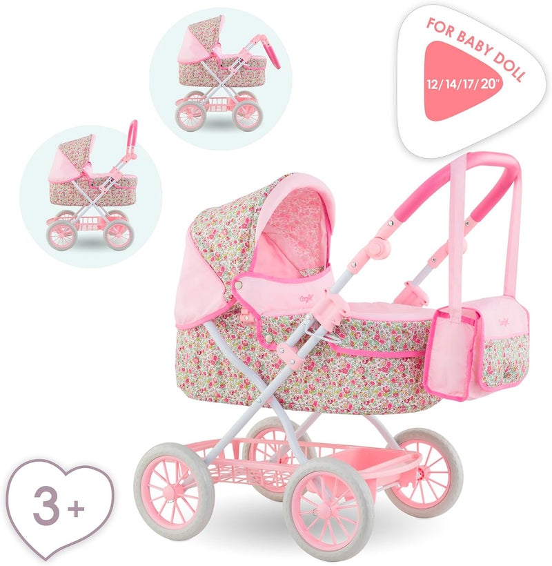 Corolle Baby Doll Stroller for Girls, Foldable Kids Toy Baby Stroller for Dolls with Carriage Design, Pink Pram - Image 4